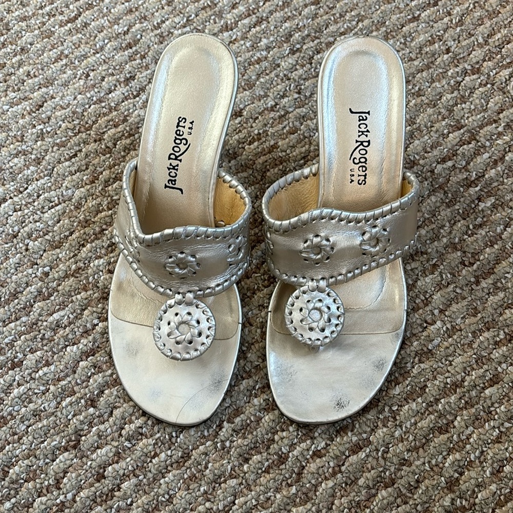 Jack Rogers gold heels